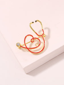 Red & Gold Stethoscope Broach