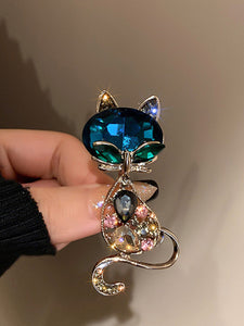 Rhinestone Cat Broach