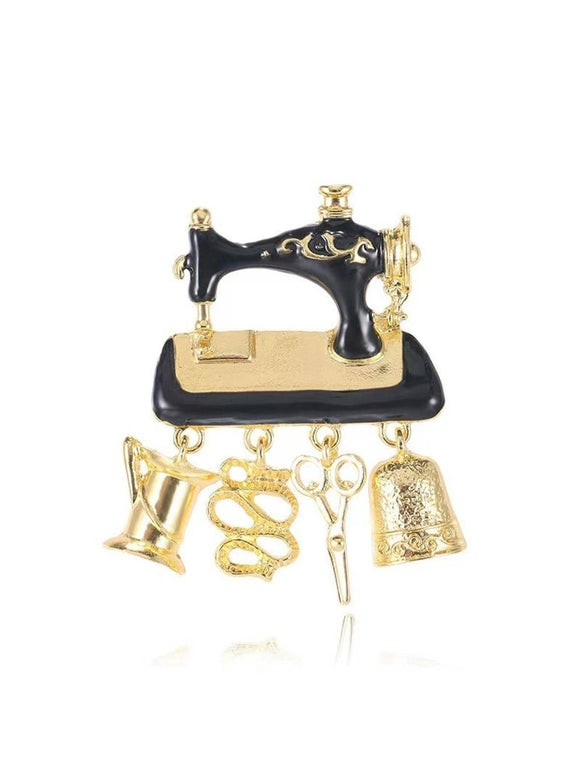 Gold Sewing Machine Broach