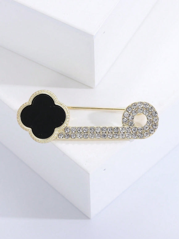 Black/gold clover Pin Broach