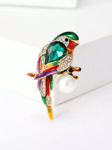 Bird with Green Stone Broach