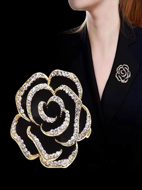 Black Bling Rose Broach