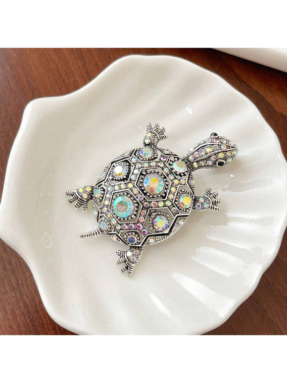 Iridescent Silver Turtle Broach