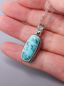 Silver with blue cracklestone Necklace (Silver)