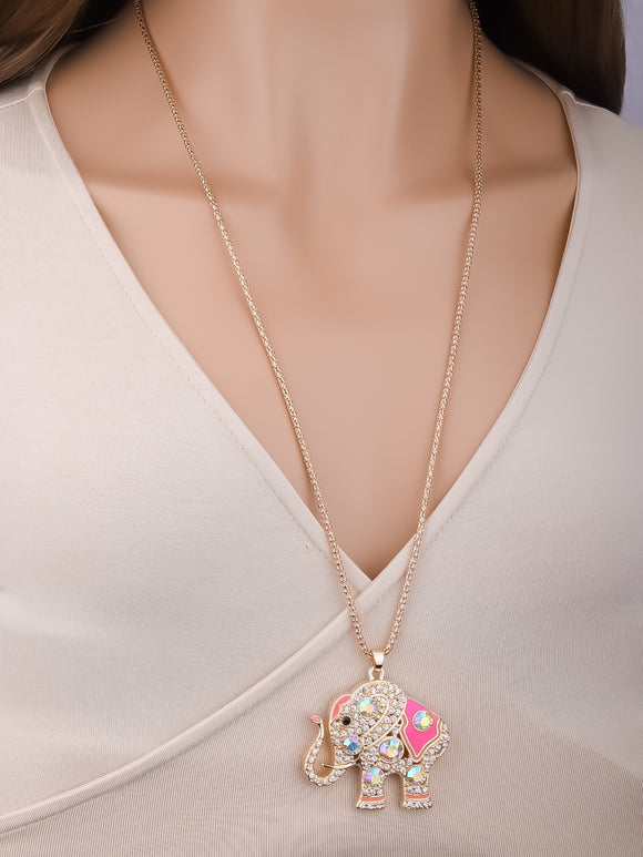 Pink Elephant Necklace (Pink bling)