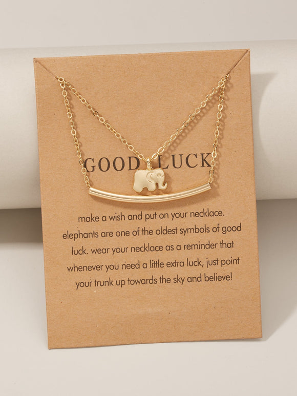 Small Gold Elephant Necklace (Gold )