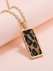 Square leopard Necklace (Gold/leopard)