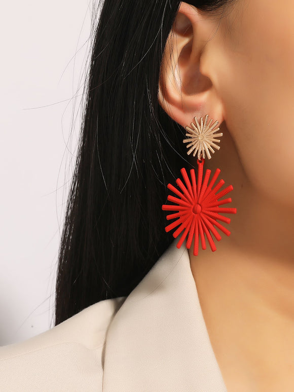 Small red and gold burst earrings