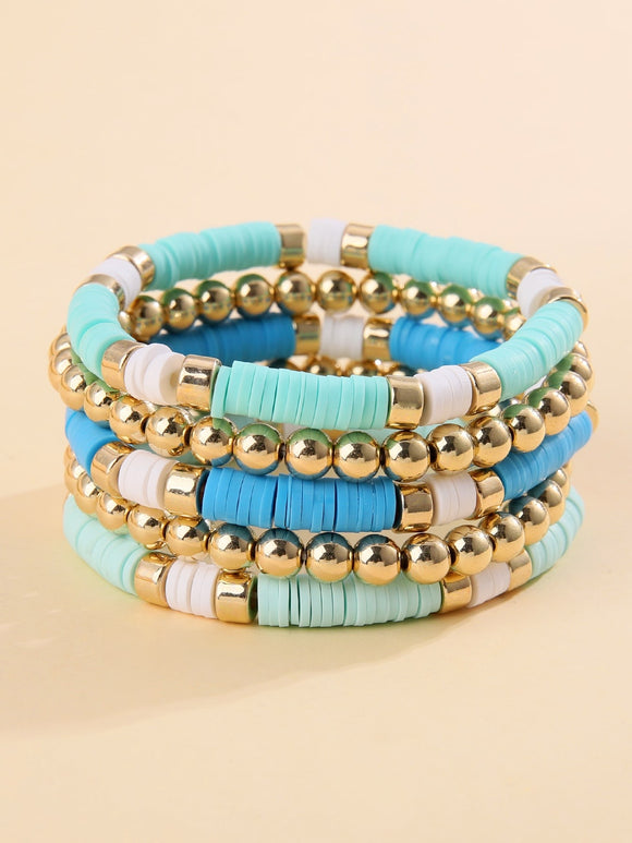 Aqua and blue and gold stack