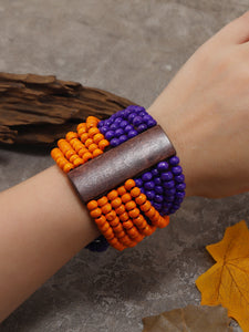 Purple & Orange Wooden Bracelet