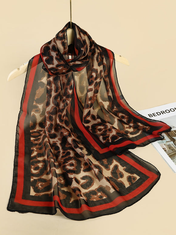 Red & Leopard Scarf