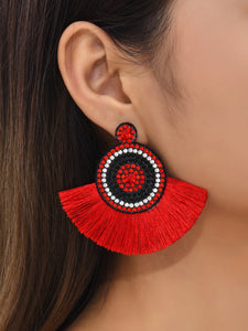 Red Tassel sequin earrings