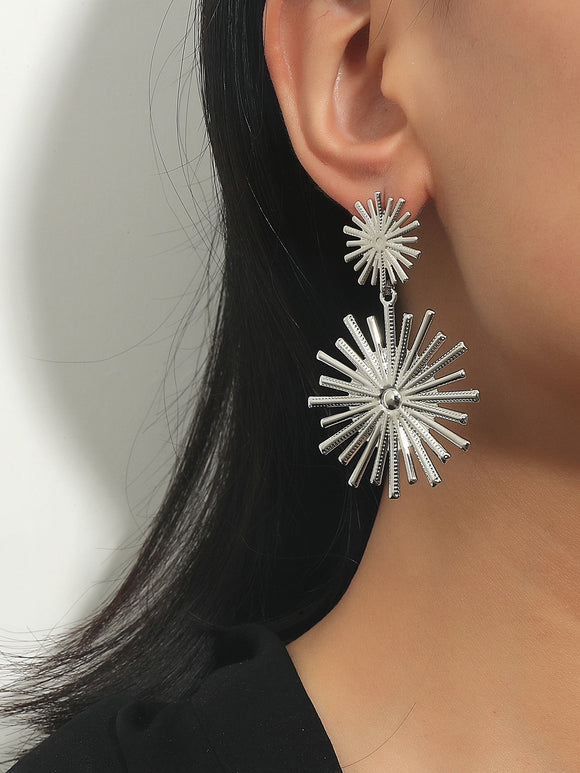 Small silver burst earrings