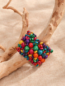 Multi color Wooden Bracelet (flowers)