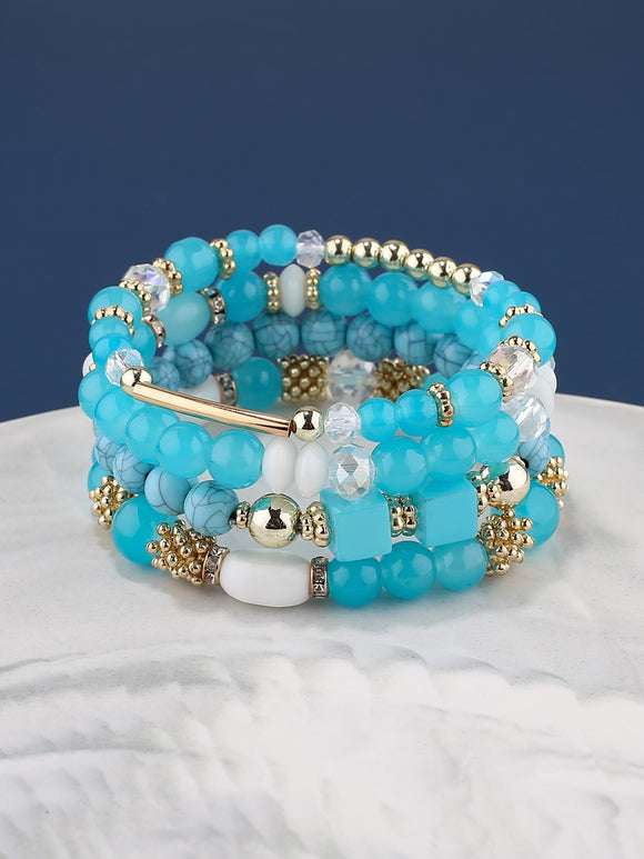 4pcs Sky Blue with Gold Bar Stack