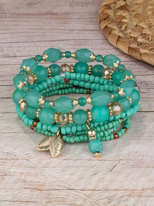 Aqua seed bead stack