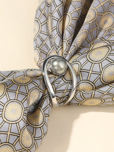 Silver scarf holder with pearl