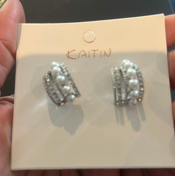 Silver, pearl, bling studs